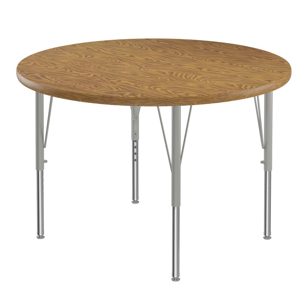 Deluxe High-Pressure Top Activity Tables, 36x36" ROUND MEDIUM OAK SILVER MIST. Picture 1