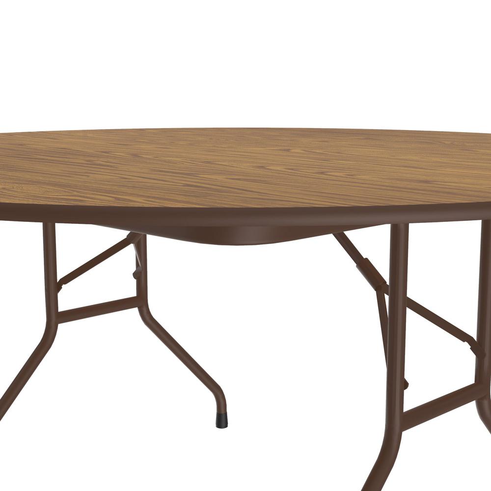 Deluxe High Pressure Top Folding Table, 60x60", ROUND, MED OAK, BROWN. Picture 5