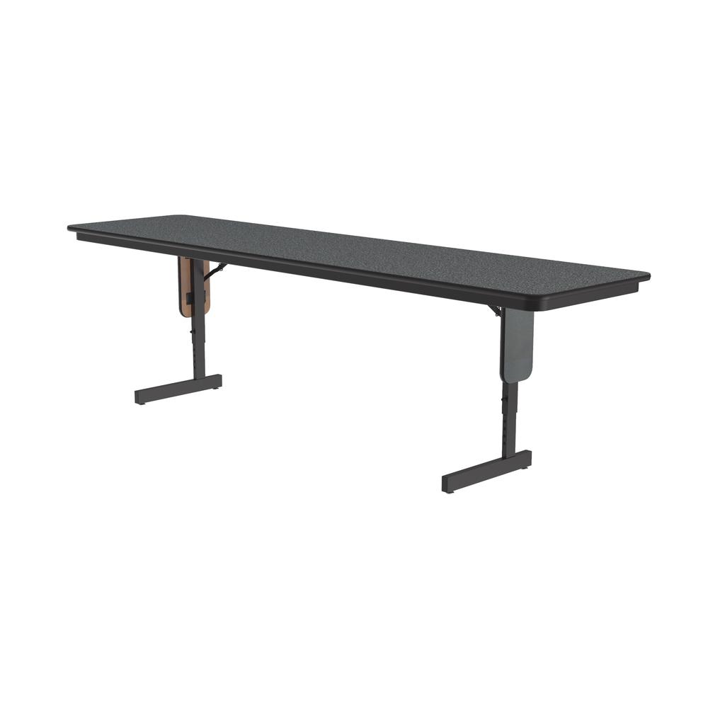 Adjustable Height Deluxe High-Pressure Folding Seminar Table with Panel Leg 24x72", RECTANGULAR, MONTANA GRANITE, BLACK. Picture 2