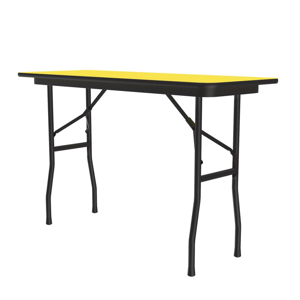 Deluxe High Pressure Top Folding Table 18x48", RECTANGULAR YELLOW BLACK. Picture 2