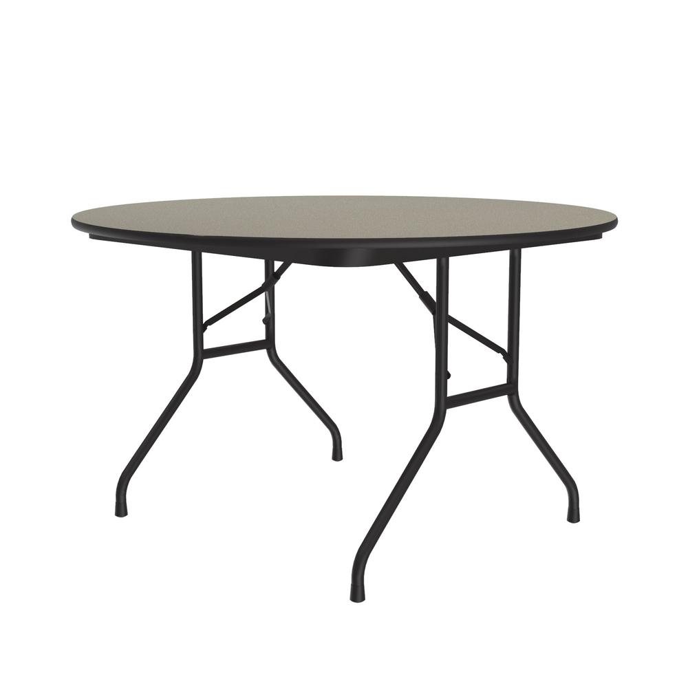 Deluxe High Pressure Top Folding Table, 48x48" ROUND SAVANNAH SAND BLACK. Picture 3