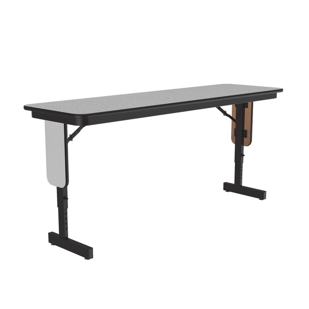 Adjustable Height Commercial Laminate Folding Seminar Table with Panel Leg, 18x60" RECTANGULAR GRAY GRANITE BLACK. Picture 3
