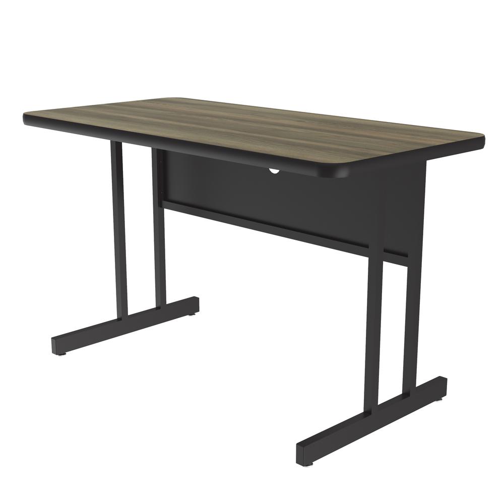 Desk Height  Deluxe HIgh-Pressure Top Computer/Student Desks , 24x48", RECTANGULAR, COLONIAL HICKORY, BLACK. Picture 3