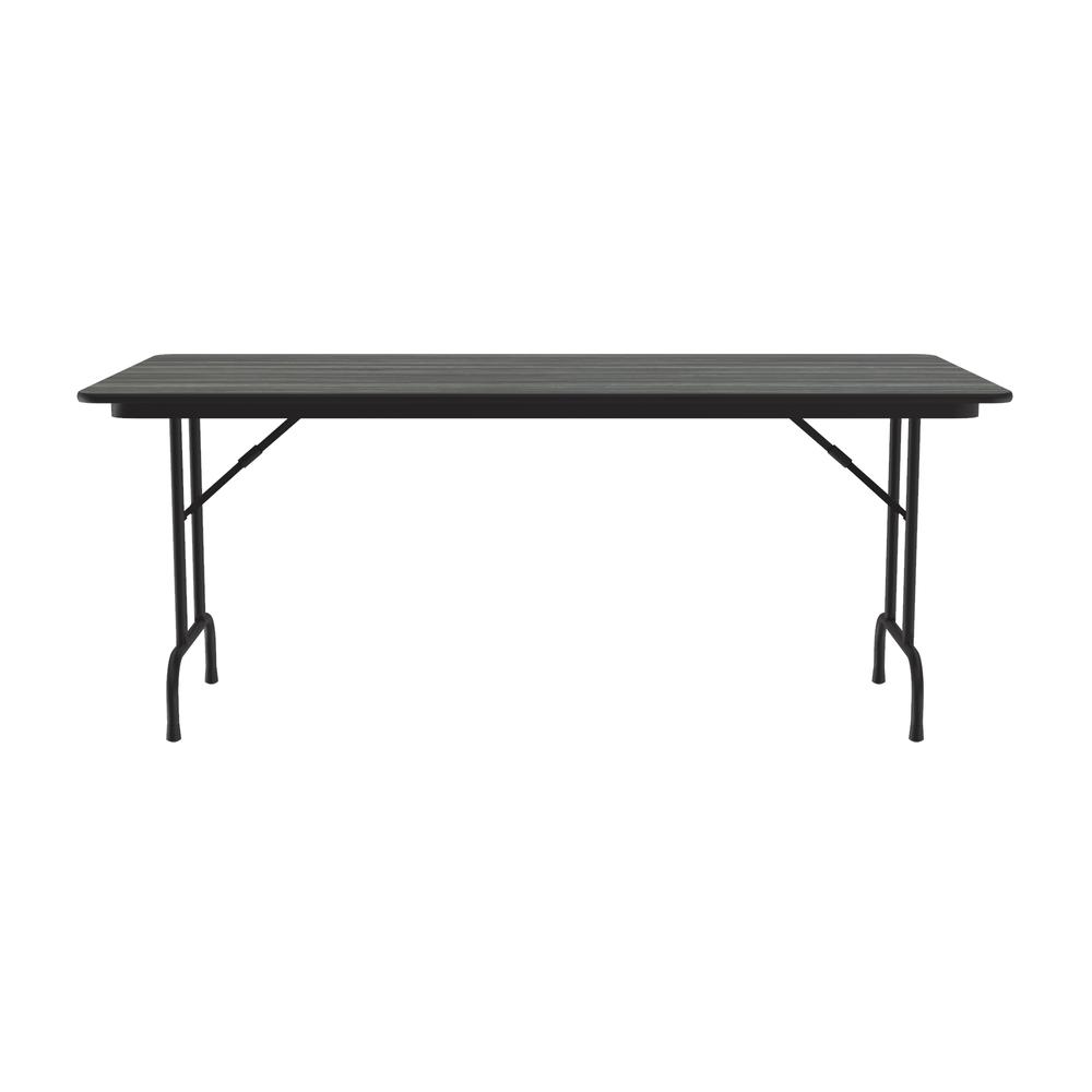 Deluxe High Pressure Top Folding Table 36x96" RECTANGULAR, NEW ENGLAND DRIFTWOOD, BLACK. Picture 2