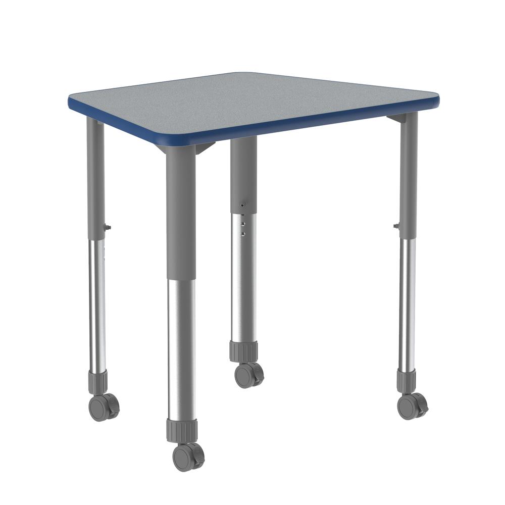 Commercial Lamiante Top Collaborative Desk with Casters 33x23", TRAPEZOID GRAY GRANITE, GRAY/CHROME. Picture 1