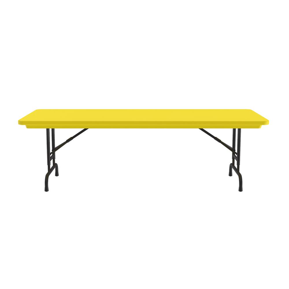 Adjustable Height Commercial Blow-Molded Plastic Folding Table, 30x60" RECTANGULAR YELLOW BLACK. Picture 3