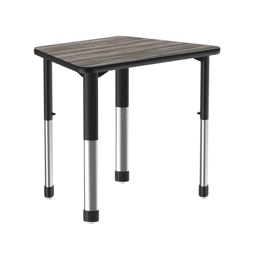 Deluxe High Pressure Collaborative Desk, 33x23", TRAPEZOID, NEW ENGLAND DRIFTWOOD BLACK/CHROME. Picture 2