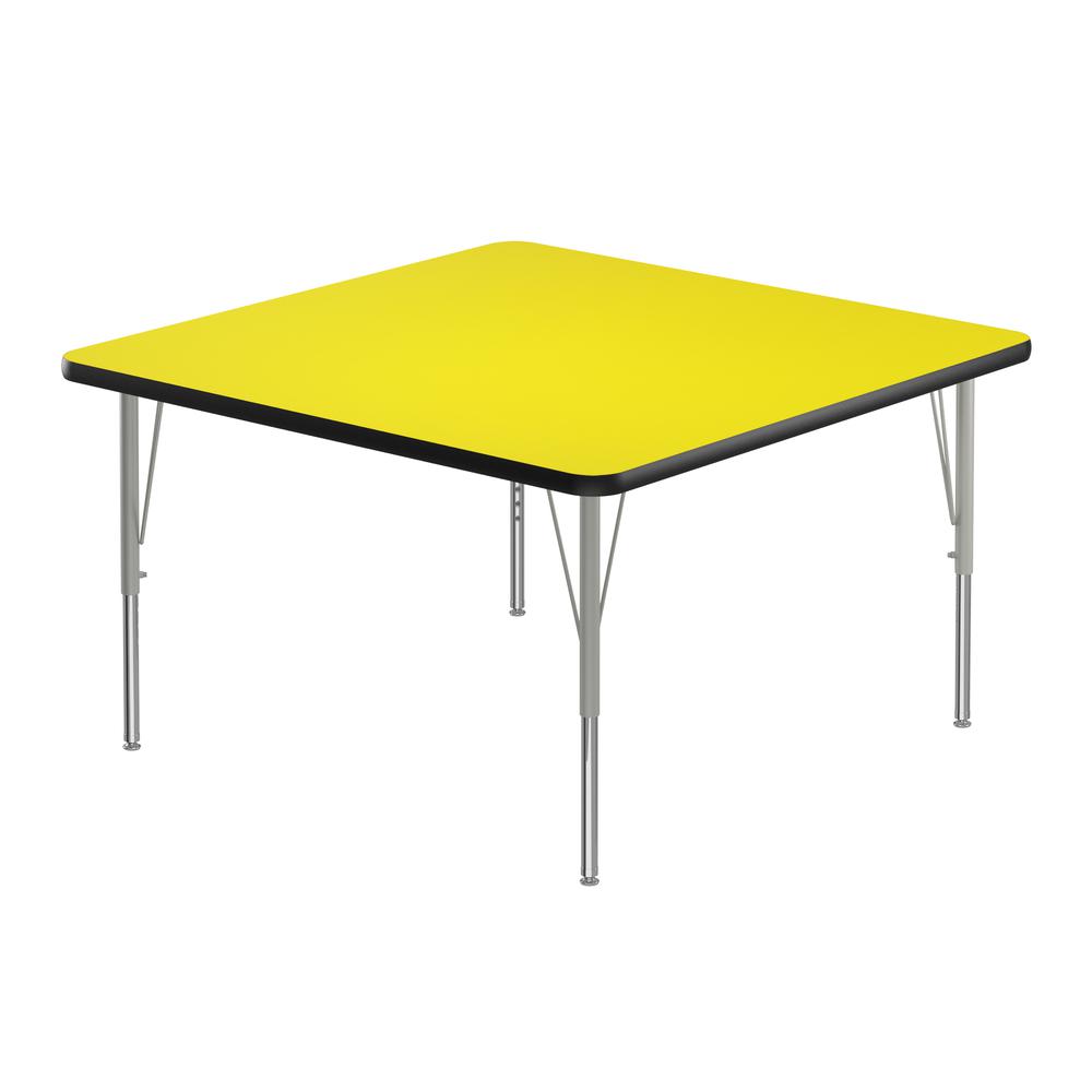 Deluxe High-Pressure Top Activity Tables 36x36", SQUARE, YELLOW , SILVER MIST. Picture 1