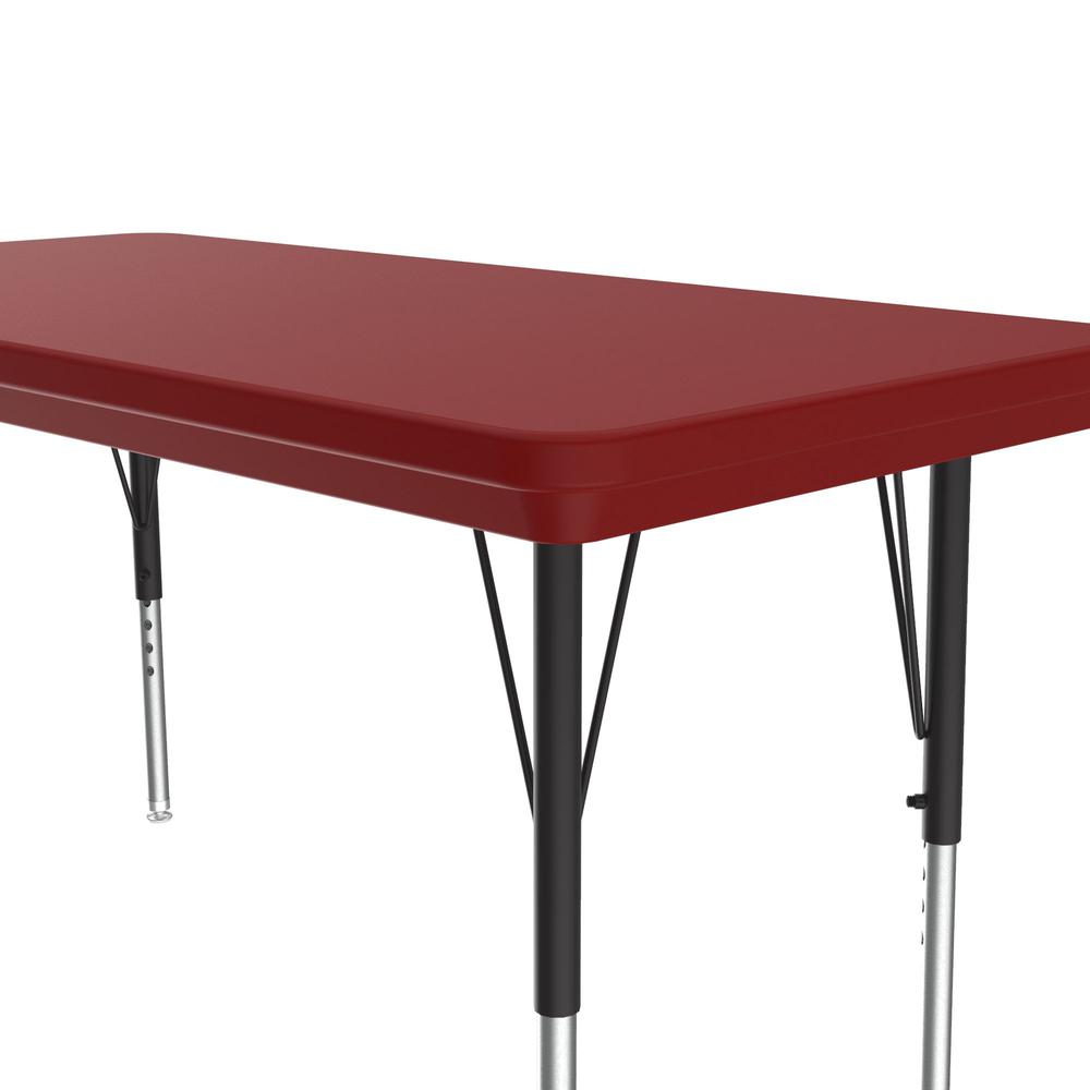 Commercial Blow-Molded Plastic Top Activity Tables 24x48" RECTANGULAR RED, BLACK/CHROME. Picture 1