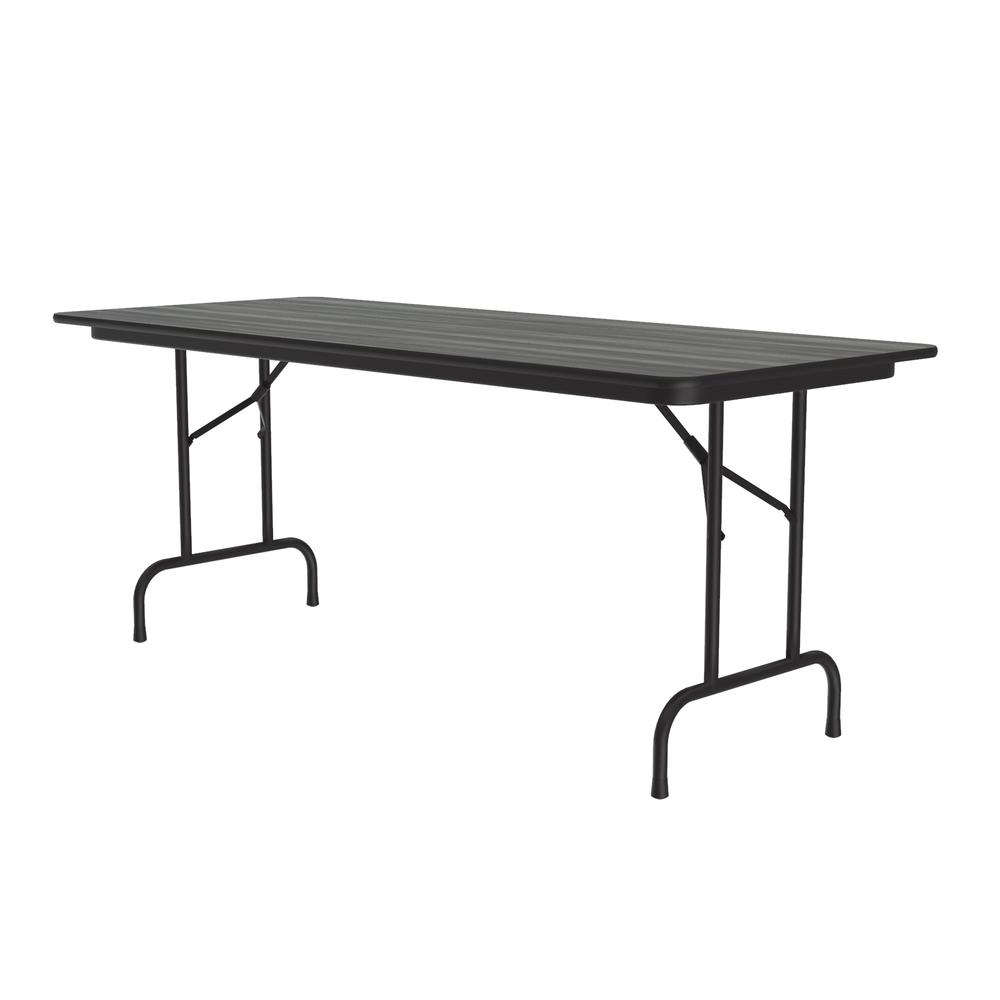 Deluxe High Pressure Top Folding Table, 30x96", RECTANGULAR NEW ENGLAND DRIFTWOOD BLACK. Picture 2