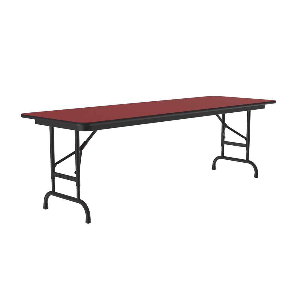 Adjustable Height High Pressure Top Folding Table 24x72", RECTANGULAR RED, BLACK. Picture 5