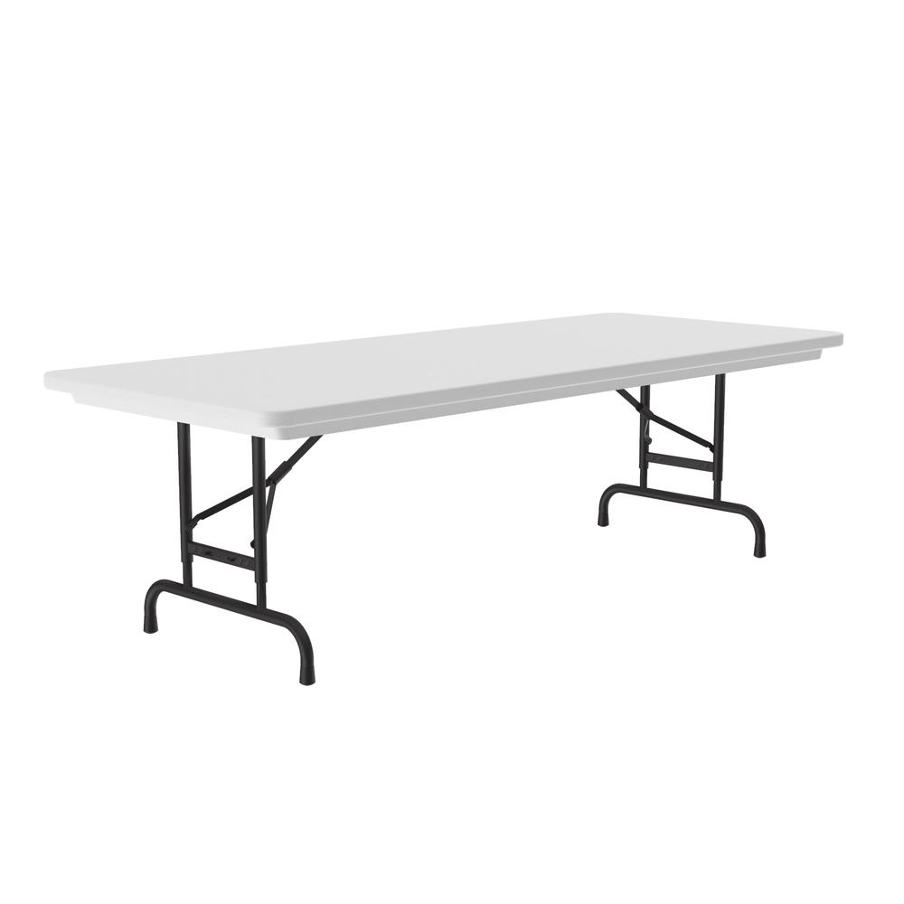 Adjustable Height Commercial Blow-Molded Plastic Folding Table 30x60", RECTANGULAR GRAY GRANITE, BLACK. Picture 2