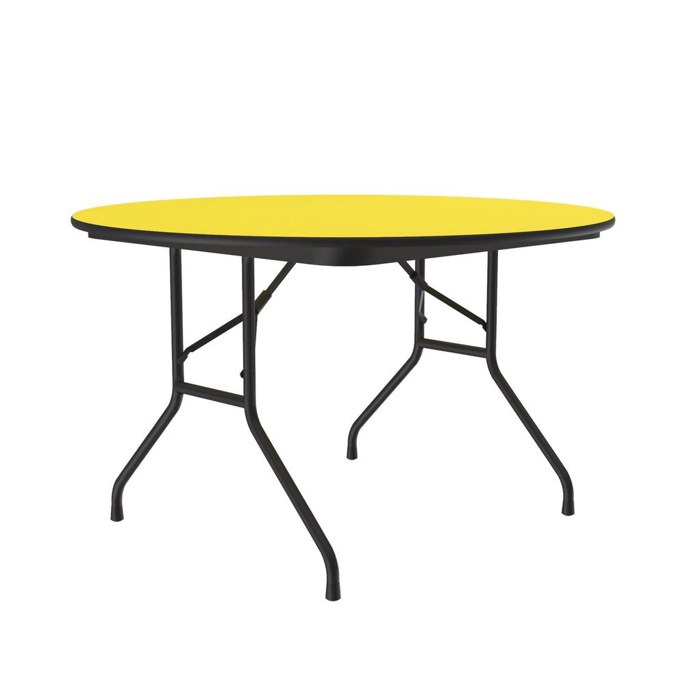 Deluxe High Pressure Top Folding Table 48x48" ROUND, YELLOW BLACK. Picture 2