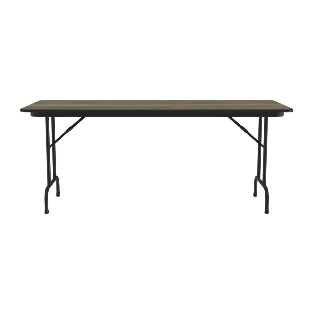 Deluxe High Pressure Top Folding Table 30x72" RECTANGULAR, COLONIAL HICKORY, BLACK. Picture 8