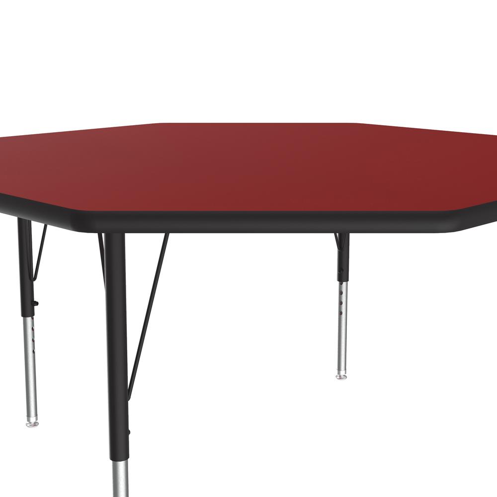 Deluxe High-Pressure Top Activity Tables, 48x48", OCTAGONAL, RED, BLACK/CHROME. Picture 4