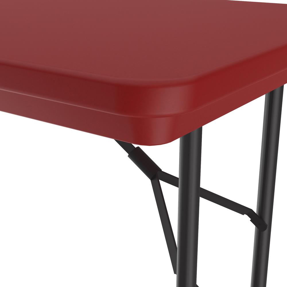 Commercial Blow-Molded Plastic Folding Table 24x48", RECTANGULAR RED, BLACK. Picture 2
