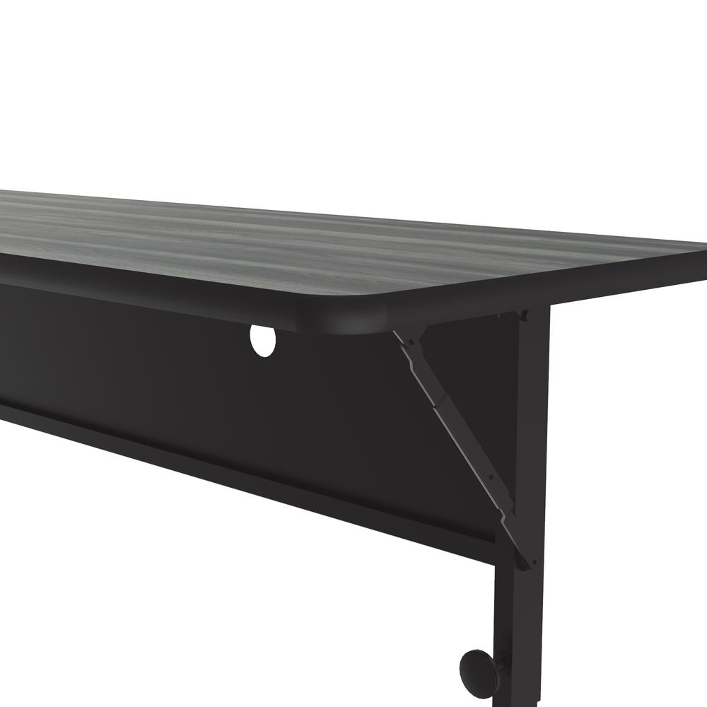 Deluxe High Pressure Top Flip Top Table, 24x72" RECTANGULAR NEW ENGLAND DRIFTWOOD, BLACK. Picture 7