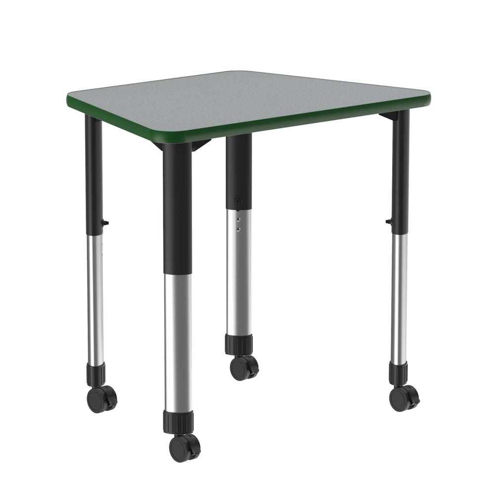 Commercial Lamiante Top Collaborative Desk with Casters 33x23" TRAPEZOID, GRAY GRANITE BLACK/CHROME. Picture 7