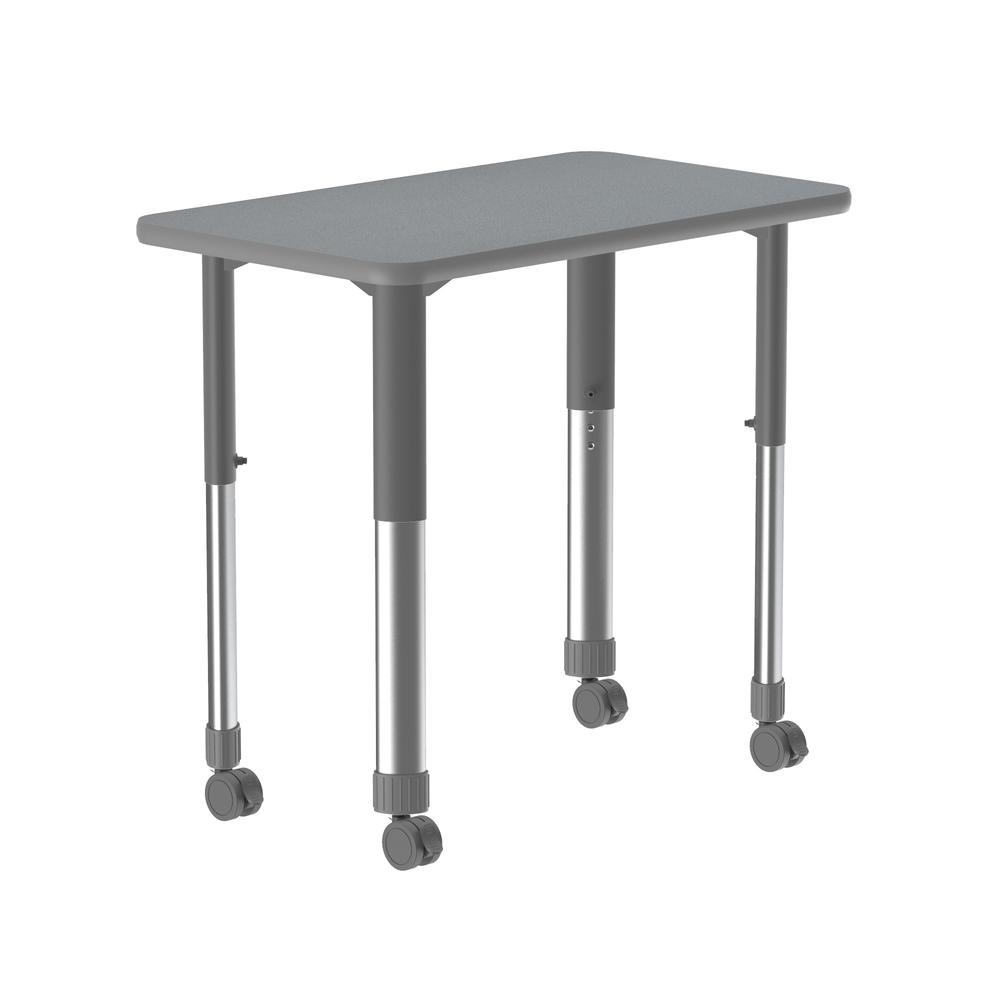 Commercial Lamiante Top Collaborative Desk with Casters 34x20" RECTANGULAR, GRAY GRANITE GRAY/CHROME. Picture 1
