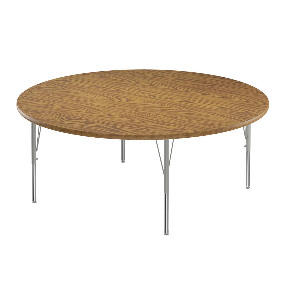 Deluxe High-Pressure Top Activity Tables 60x60" ROUND MEDIUM OAK, SILVER MIST. Picture 1