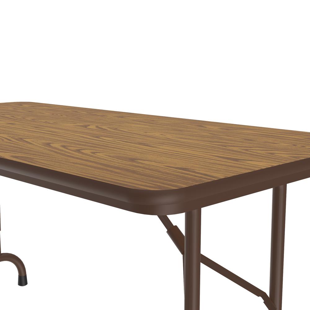 Adjustable Height High Pressure Top Folding Table 24x48" RECTANGULAR MED OAK, BROWN. Picture 7