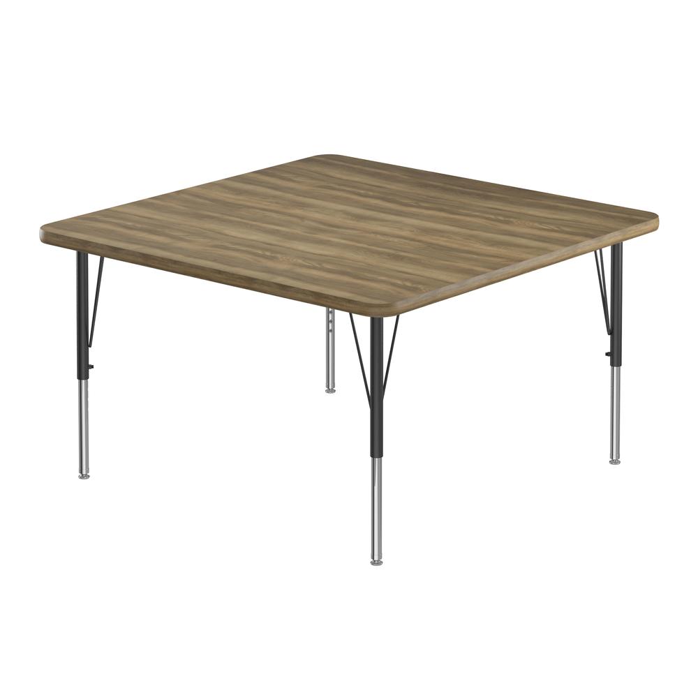 Deluxe High-Pressure Top Activity Tables 48x48", SQUARE COLONIAL HICKORY BLACK/CHROME. Picture 1