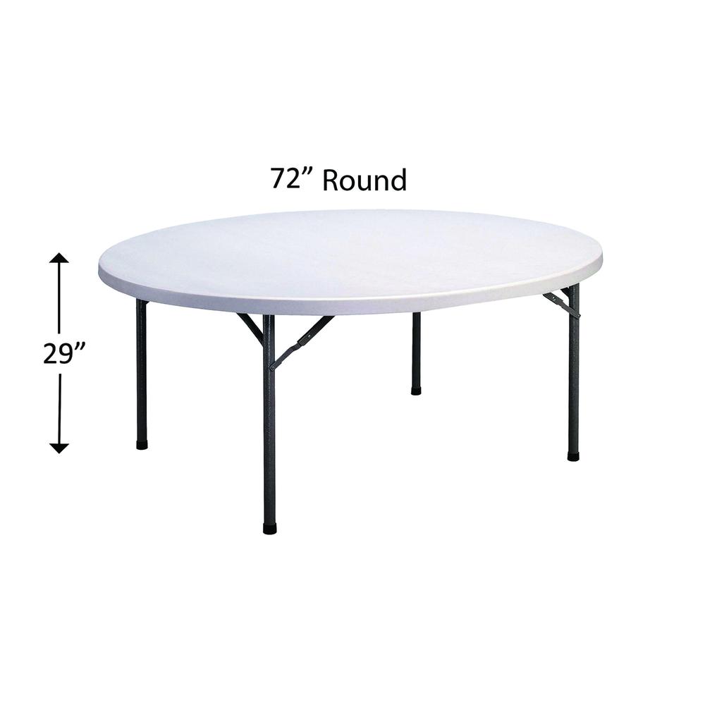 Economy Blow-Molded Plastic Folding Table 71x71", ROUND GRAY GRANITE CHARCOAL. Picture 2