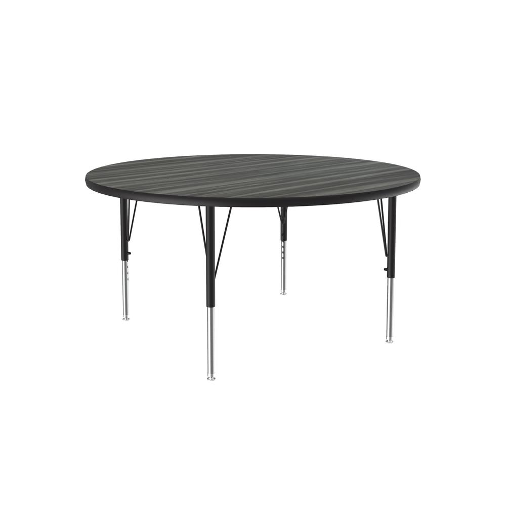 Deluxe High-Pressure Top Activity Tables 42x42", ROUND, NEW ENGLAND DRIFTWOOD, BLACK/CHROME. Picture 7