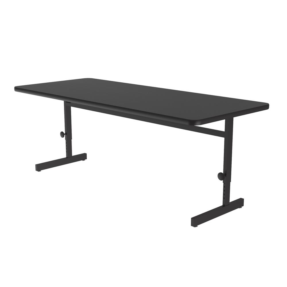 Adjustable Height Deluxe High-Pressure Top, Trapezoid, Computer/Student Desks, 30x60", TRAPEZOID, BLACK GRANITE, BLACK. Picture 3