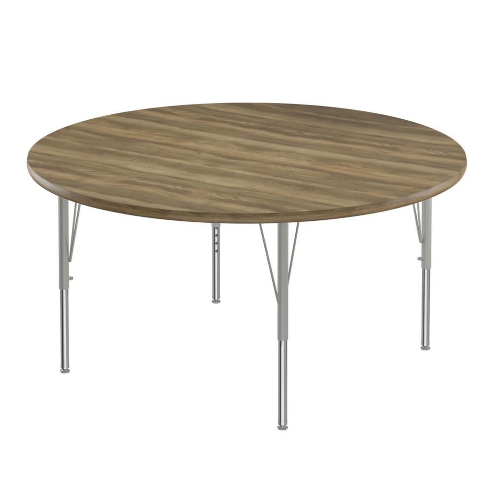 Deluxe High-Pressure Top Activity Tables, 48x48" ROUND, COLONIAL HICKORY SILVER MIST. Picture 2