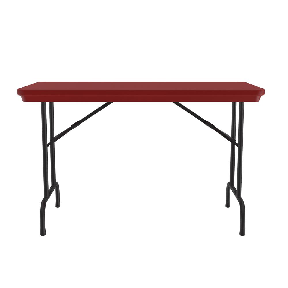 Commercial Blow-Molded Plastic Folding Table 24x48", RECTANGULAR RED, BLACK. Picture 8