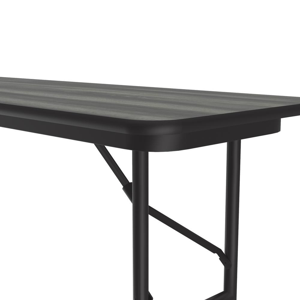 Deluxe High Pressure Top Folding Table, 18x96", RECTANGULAR, NEW ENGLAND DRIFTWOOD, BLACK. Picture 7
