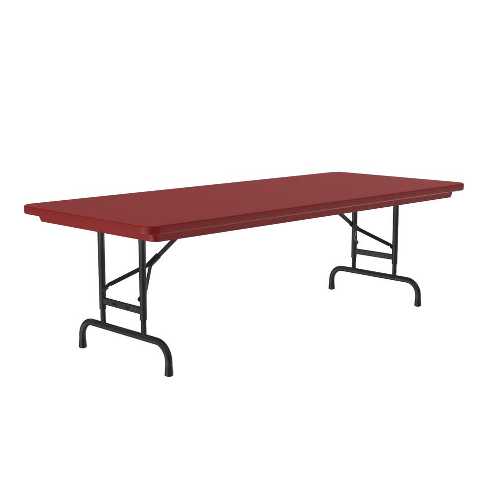 Adjustable Height Commercial Blow-Molded Plastic Folding Table, 30x60", RECTANGULAR, RED BLACK. Picture 7