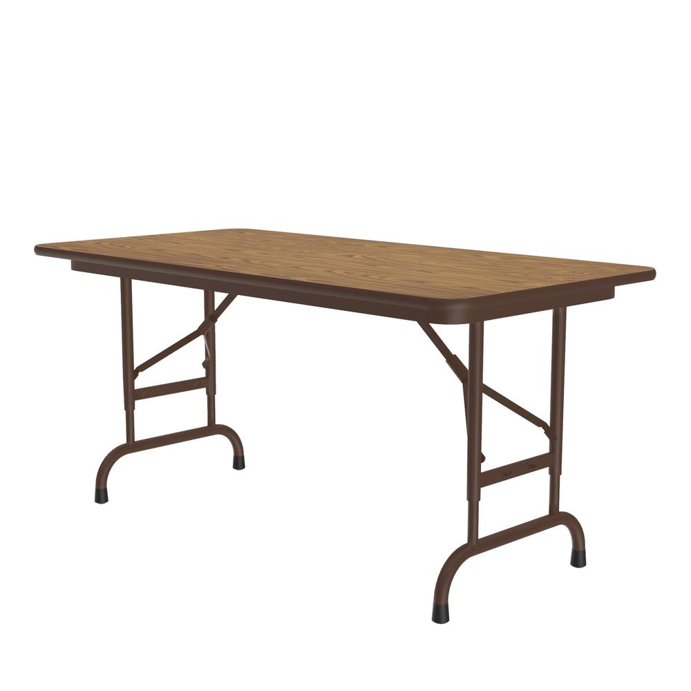 Adjustable Height High Pressure Top Folding Table 24x48" RECTANGULAR MED OAK, BROWN. Picture 8