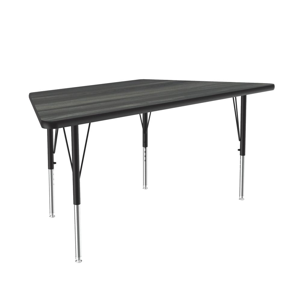Deluxe High-Pressure Top Activity Tables, 30x60" TRAPEZOID, NEW ENGLAND DRIFTWOOD BLACK/CHROME. Picture 8