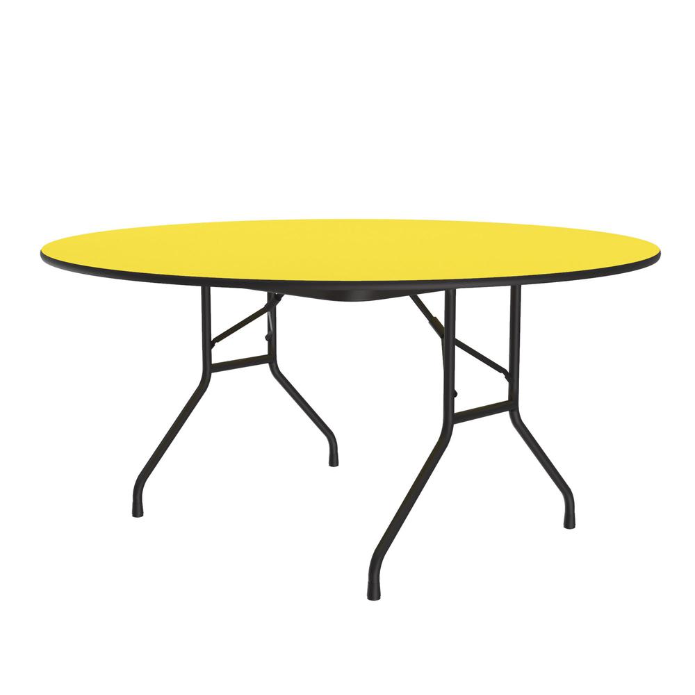 Deluxe High Pressure Top Folding Table 60x60" ROUND YELLOW, BLACK. Picture 1