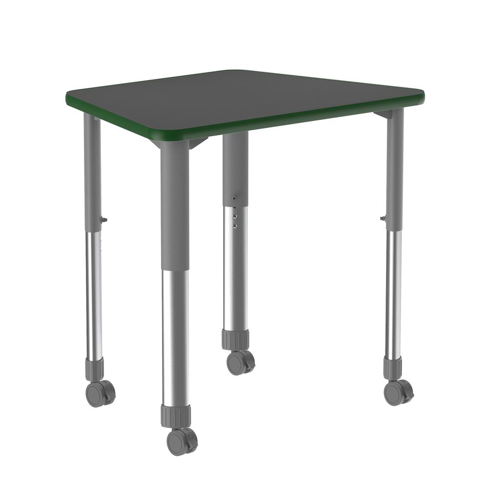 Deluxe High Pressure Collaborative Desk with Casters 33x23" TRAPEZOID, BLACK GRANITE GRAY/CHROME. Picture 1