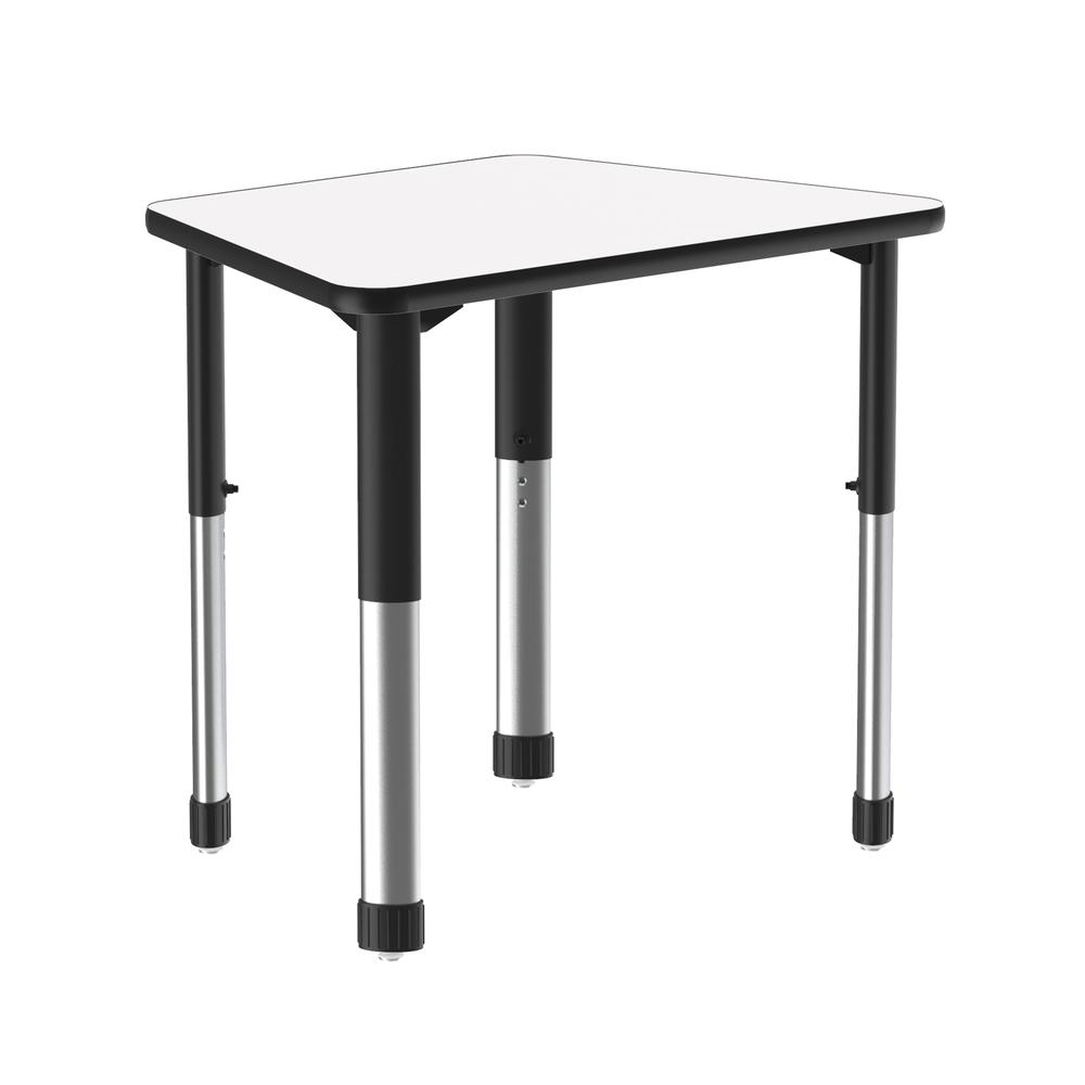 Markerboard-Dry Erase High Pressure Collaborative Desk, 33x23" TRAPEZOID FROSTY WHITE, BLACK/CHROME. Picture 2