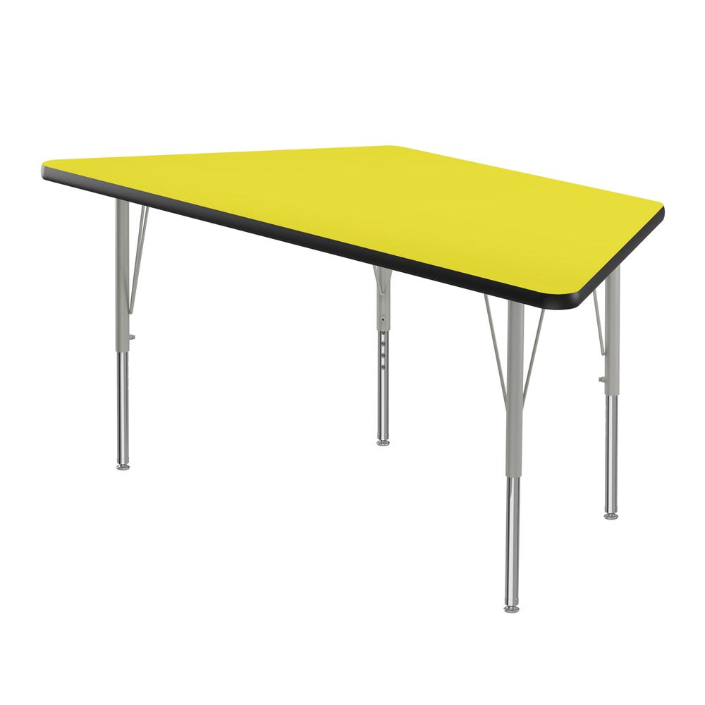 Deluxe High-Pressure Top Activity Tables 30x60", TRAPEZOID, YELLOW , SILVER MIST. Picture 3