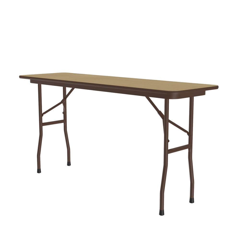 Deluxe High Pressure Top Folding Table 18x96" RECTANGULAR, FUSION MAPLE, BROWN. Picture 1