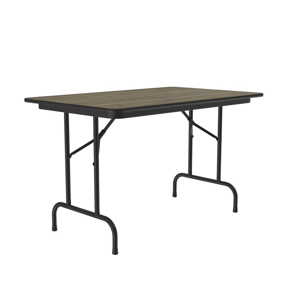 Deluxe High Pressure Top Folding Table, 30x48", RECTANGULAR COLONIAL HICKORY BLACK. Picture 2