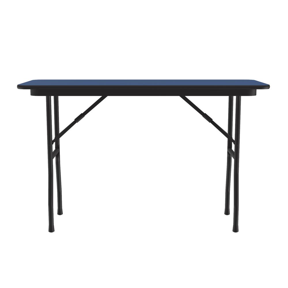 Deluxe High Pressure Top Folding Table, 18x48" RECTANGULAR BLUE, BLACK. Picture 3