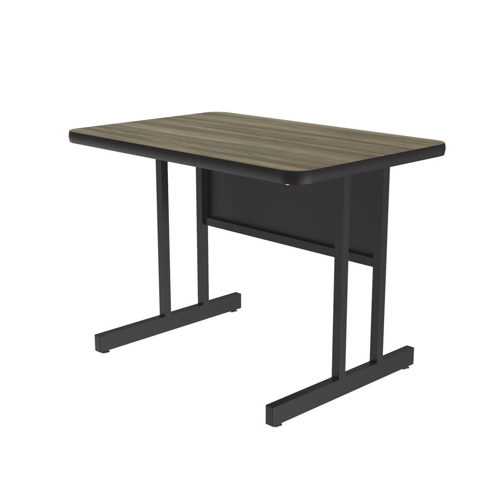 Keyboard Height Deluxe High-Pressure Top Computer/Student Desks , 24x48" RECTANGULAR COLONIAL HICKORY, BLACK. Picture 1