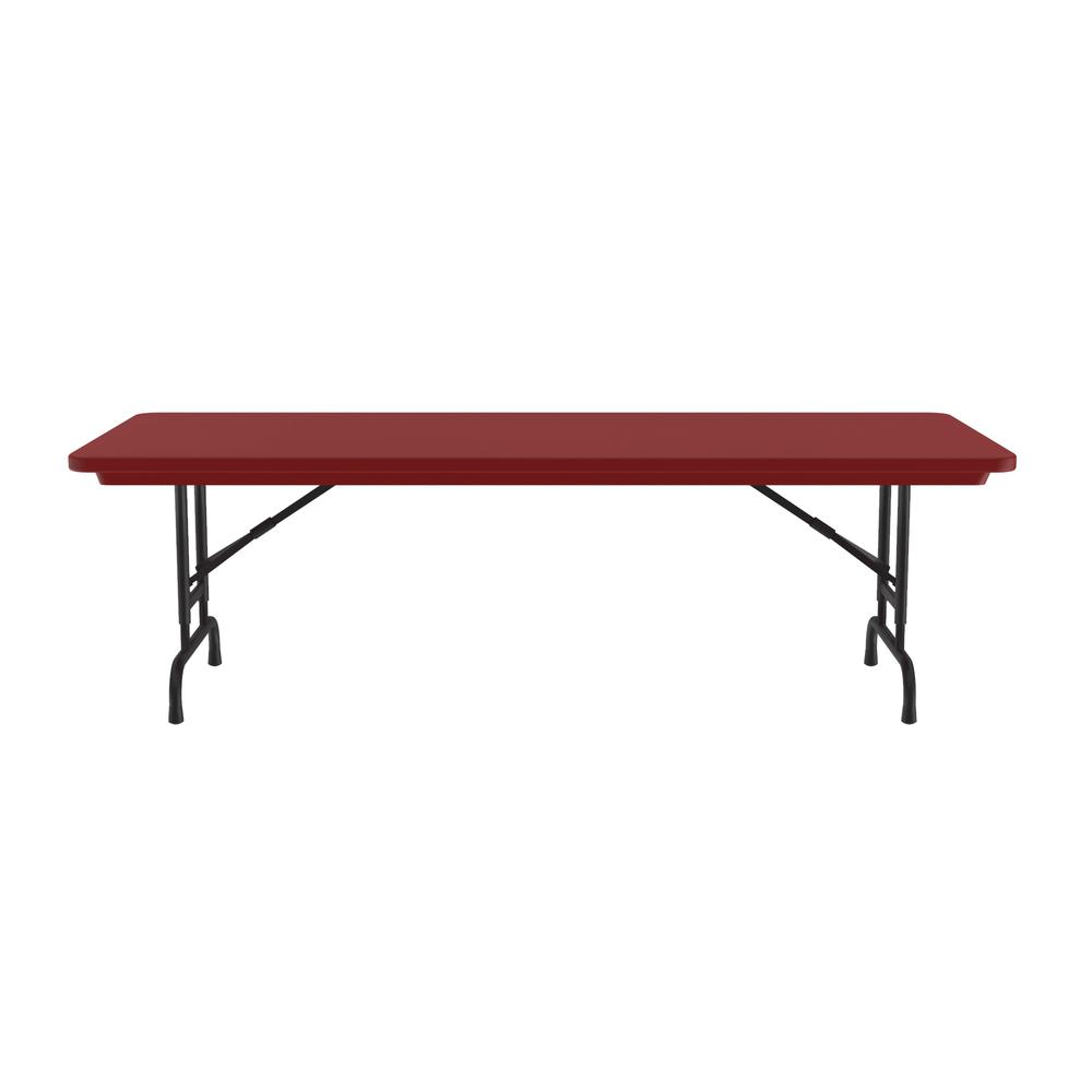 Adjustable Height Commercial Blow-Molded Plastic Folding Table 30x72", RECTANGULAR, RED, BLACK. Picture 2