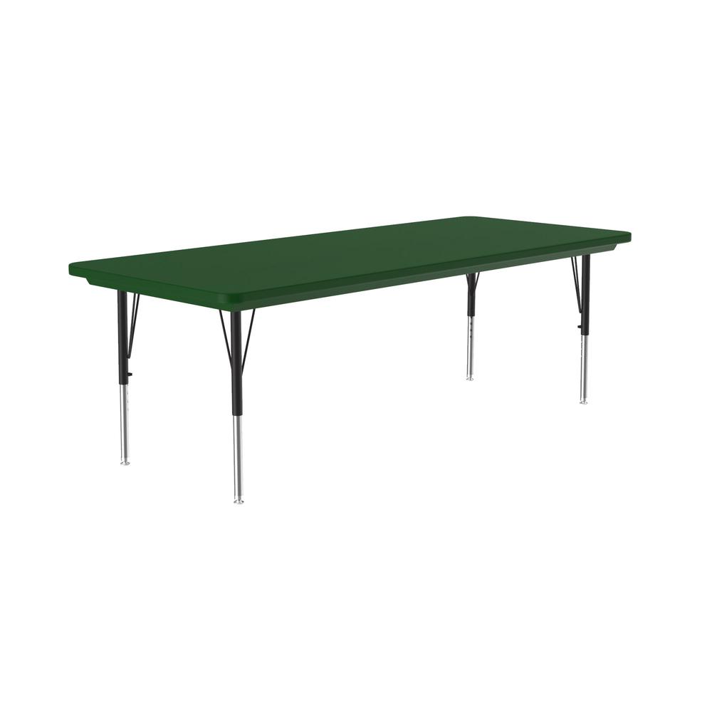 Commercial Blow-Molded Plastic Top Activity Tables, 30x60" RECTANGULAR GREEN  BLACK/CHROME. Picture 1