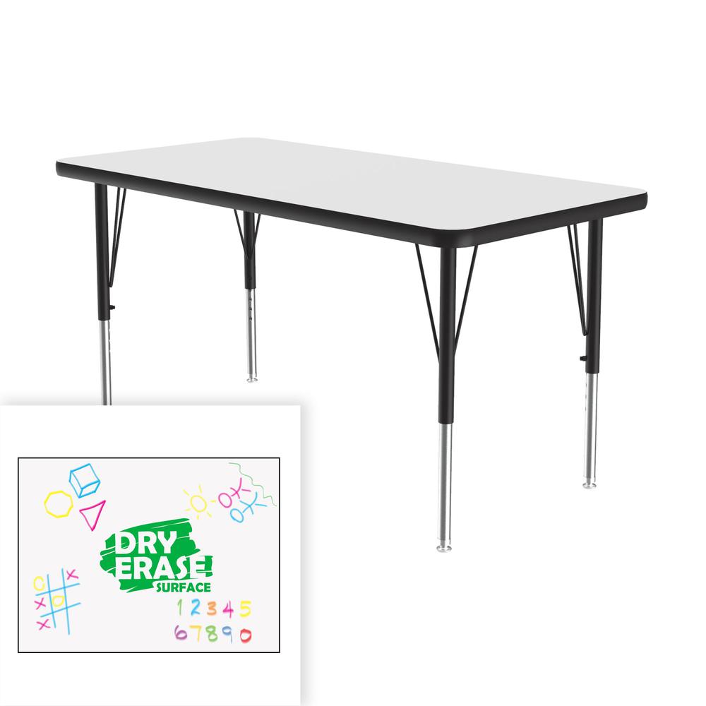 Markerboard-Dry Erase  Deluxe High Pressure Top - Activity Tables, 24x60" RECTANGULAR FROSTY WHITE, BLACK/CHROME. Picture 4