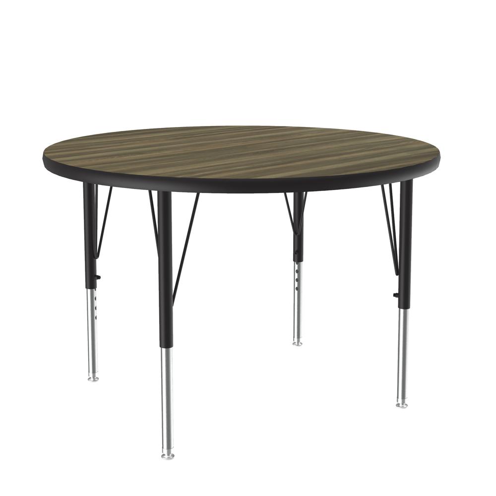 Deluxe High-Pressure Top Activity Tables, 36x36" ROUND COLONIAL HICKORY, BLACK/CHROME. Picture 2