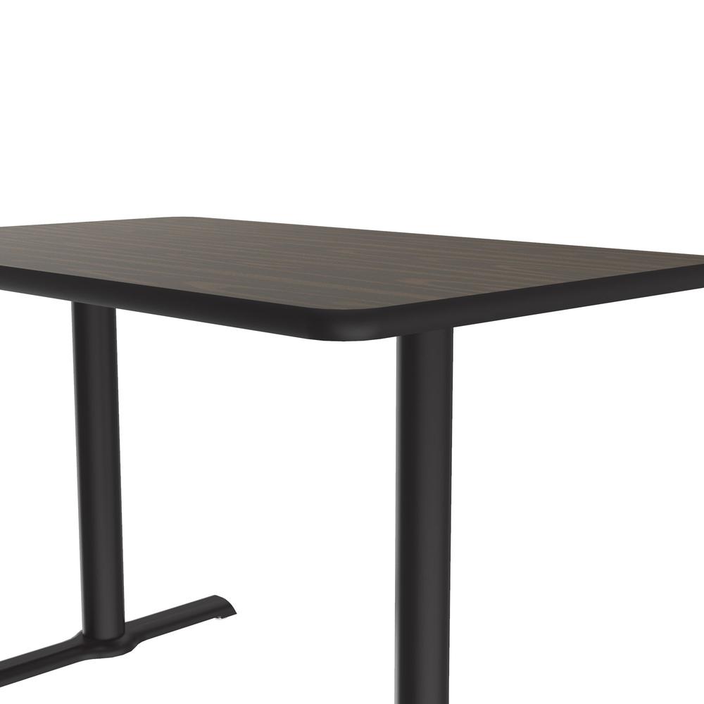 Table Height Deluxe High-Pressure Café and Breakroom Table 30x48", RECTANGULAR WALNUT, BLACK. Picture 3