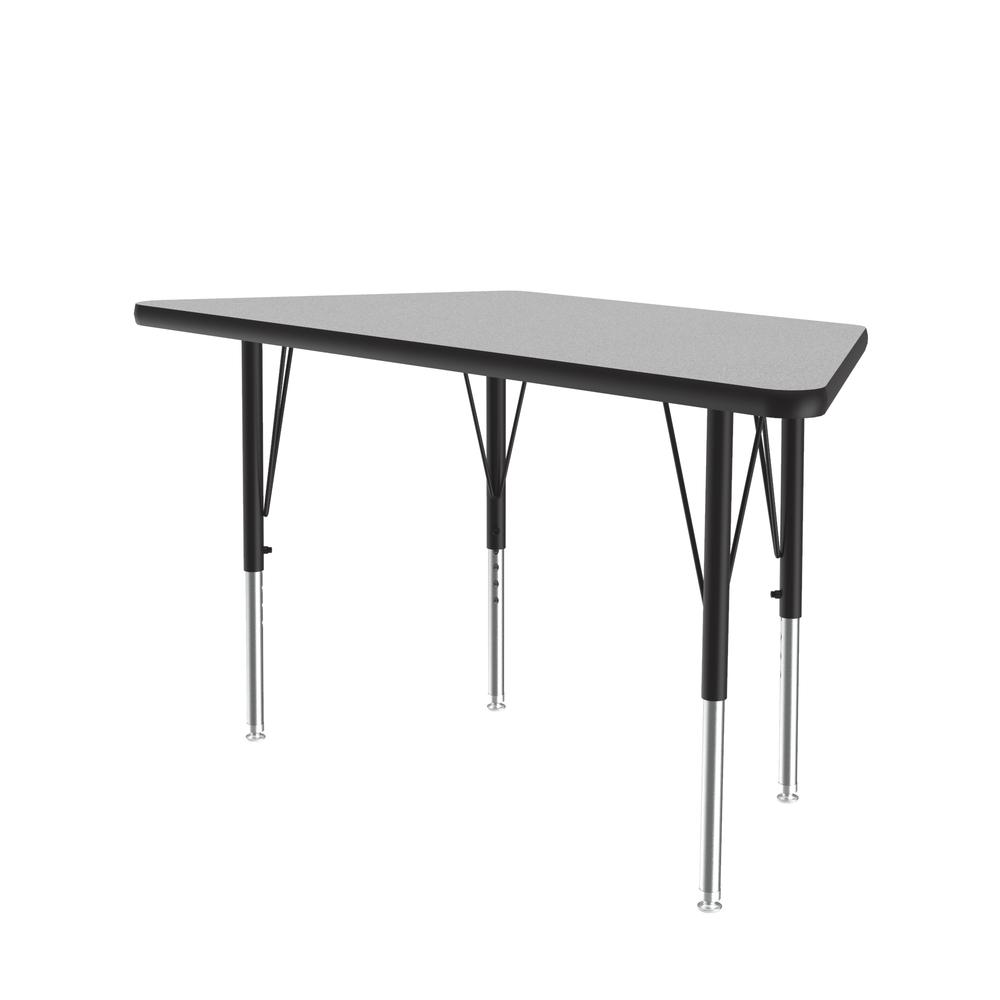 Commercial Laminate Top Activity Tables, 24x48", TRAPEZOID, GRAY GRANITE, BLACK/CHROME. Picture 1