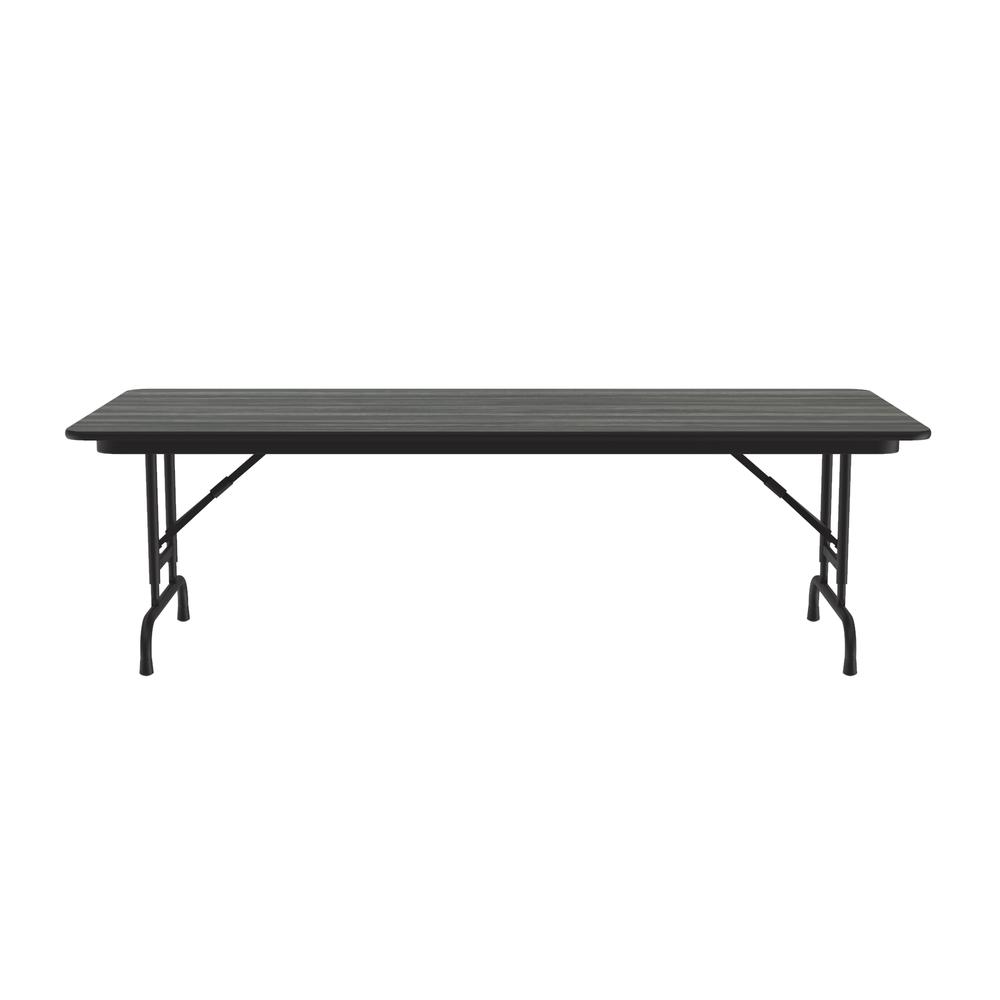 Adjustable Height High Pressure Top Folding Table 30x96" RECTANGULAR, NEW ENGLAND DRIFTWOOD, BLACK. Picture 6